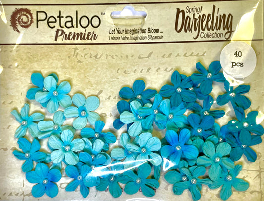 Petaloo - Mini Pearl Daisies - Teal/Aqua