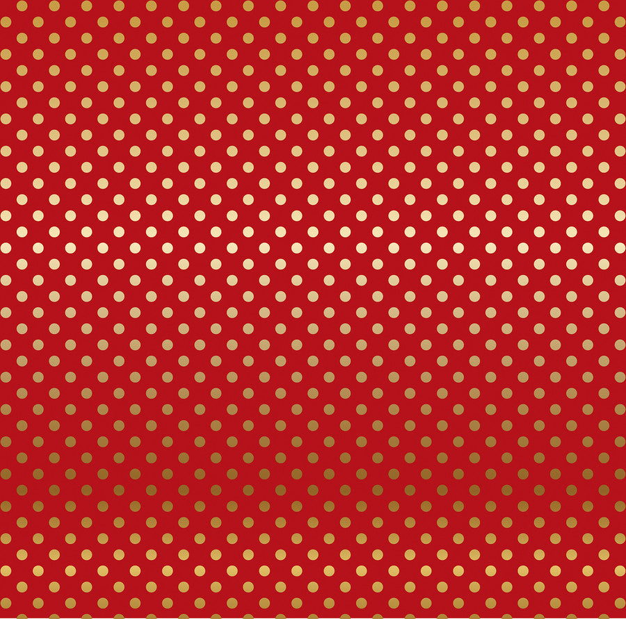 Echo Park - Dots & Stripes: Christmas Gold Foil Dot - Dark Red