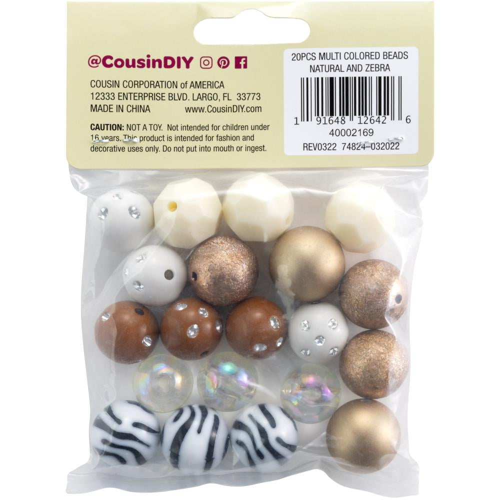 Cousin DIY - Bubblegum Beads - Natural & Zebra