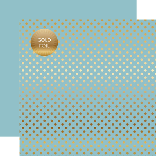 Echo Park - Dots & Stripes: Spring Gold Foil Dot - Bluebell