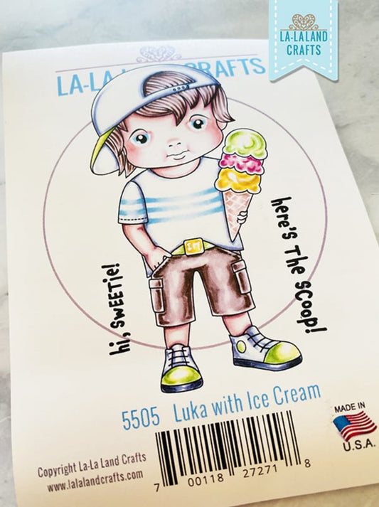 La-La Land Crafts - Rubber Stamps - Luka with Ice Cream