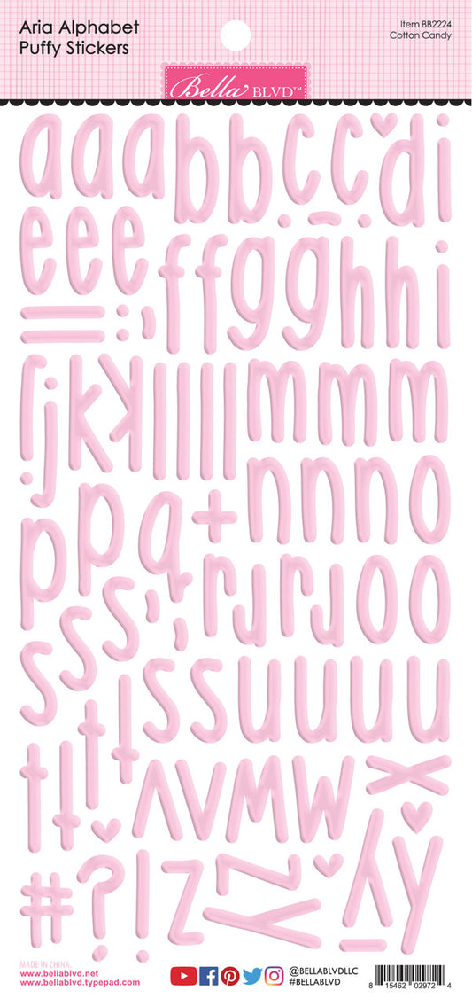 Bella Blvd - Aria Alphabet Puffy Stickers - Cotton Candy