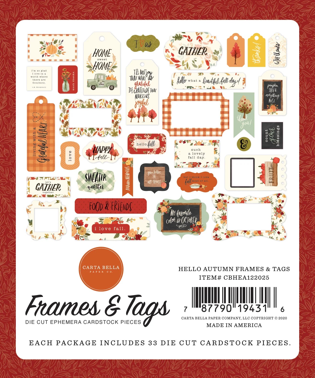 Carta Bella - Frames & Tags - Hello Autumn