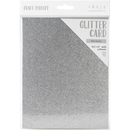 Craft Perfect - Glitter Card - Silver Screen