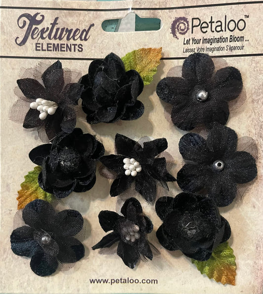 Petaloo - Mixed Textured Mini Blossoms - Black