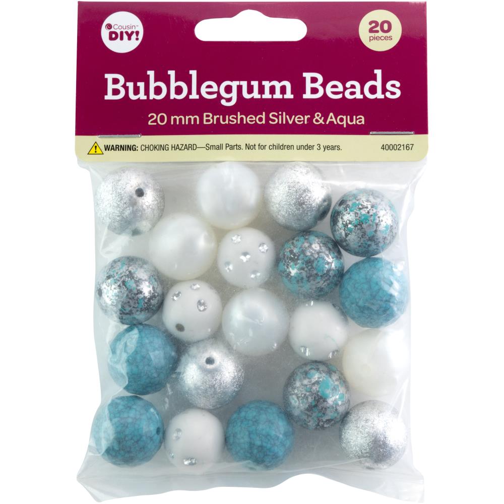 Cousin DIY - Bubblegum Beads - Brushed Silver and Aqua