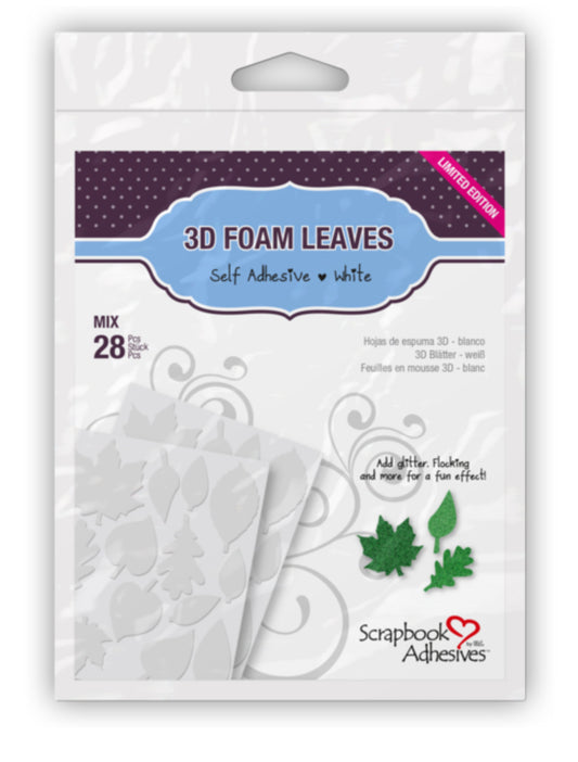 Scrapbook Adhesives - 3D Foam Leaves - White