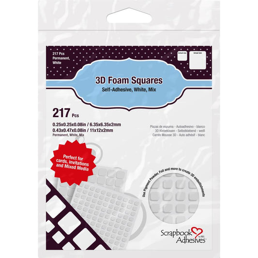 Scrapbook Adhesives - 3D Foam Squares White - 217pcs