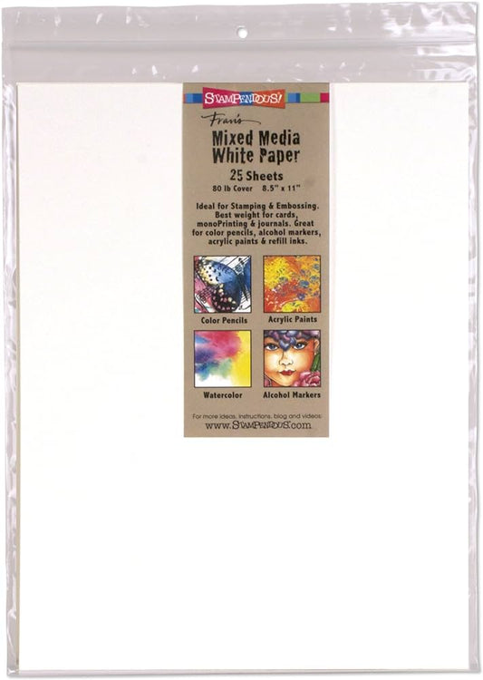 Stampendous - Mixed Media White Paper - 25 Sheets