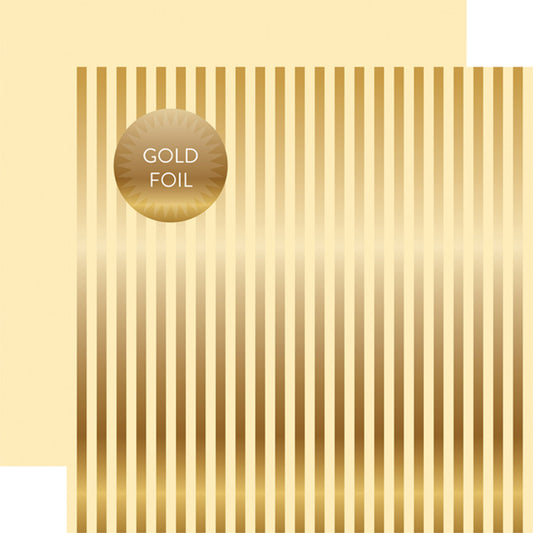 Echo Park - Dots & Stripes Foil - Gold Foil Stripe - Cream