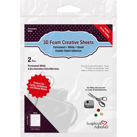 Scrapbook Adhesives - 3D Foam Creative Sheets - White 2pcs