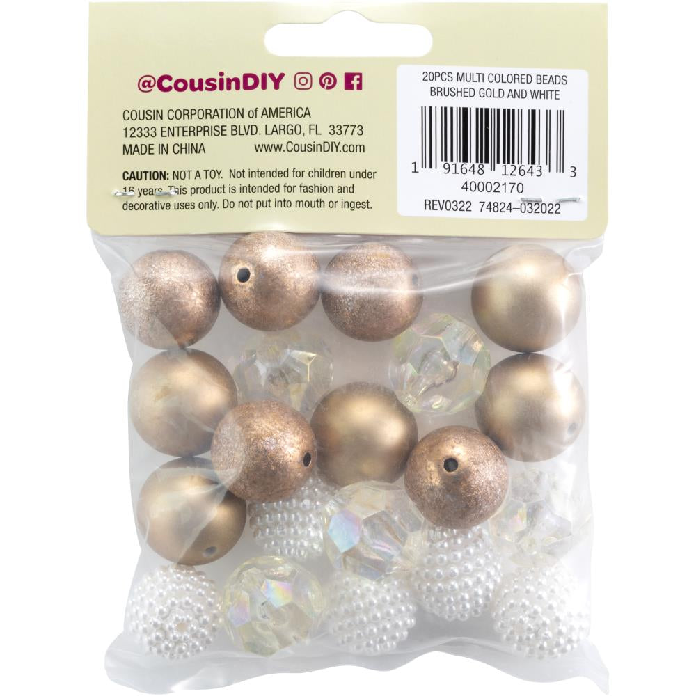 Cousin DIY - Bubblegum Beads - Brushed Gold & White