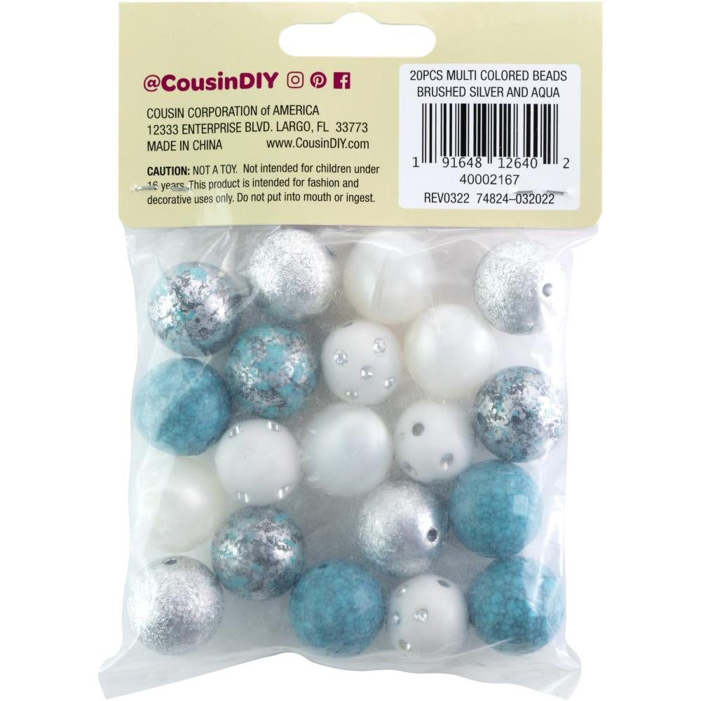 Cousin DIY - Bubblegum Beads - Brushed Silver and Aqua