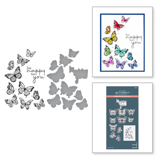 Spellbinders - BetterPress Plate & Die Set - Butterfly Swirl