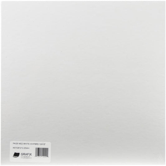 Grafix - 12x12 Medium Weight Chipboard - White