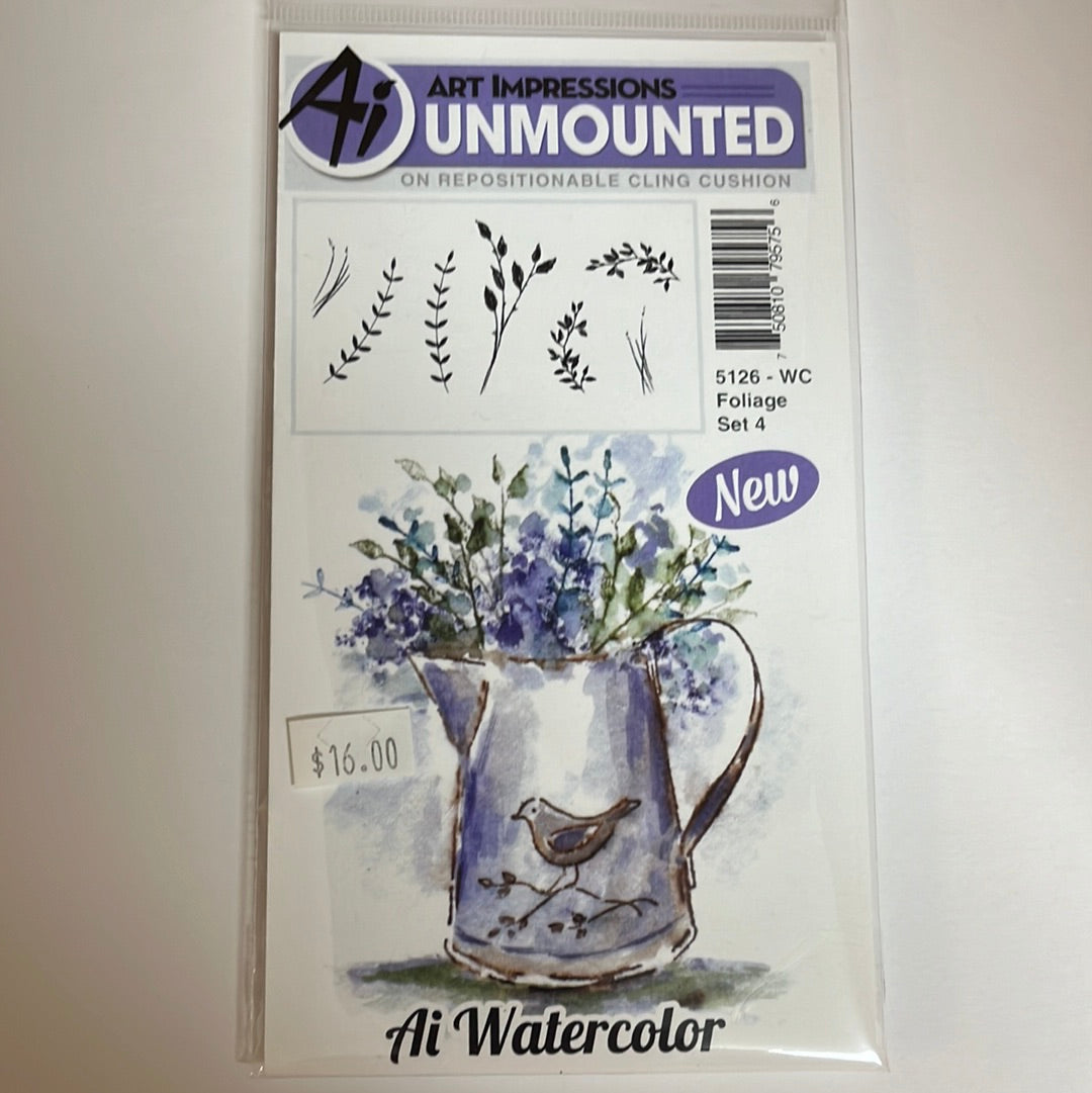 Art Impressions - Watercolor Cling Rubber Stamps - Foliage Set #4