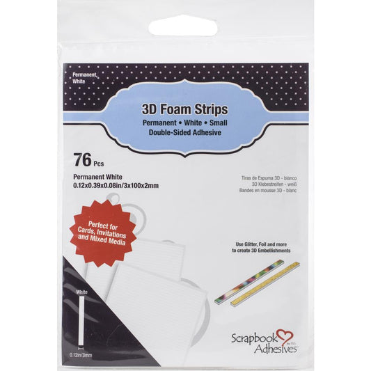 Scrapbook Adhesives - 3D Small Foam Strips - White