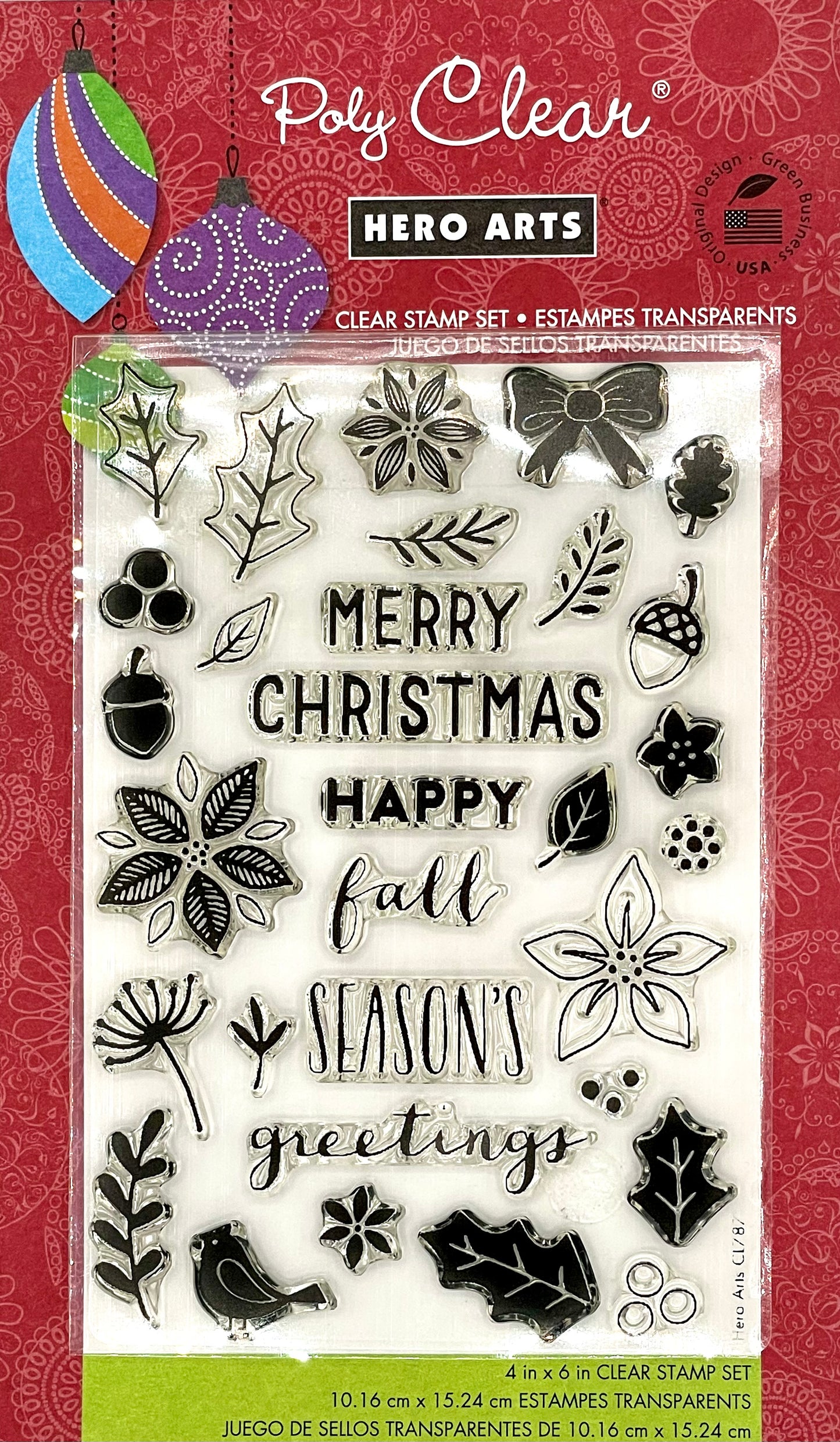 Hero Arts - Poly Clear Stamps - Holiday Petals and Leaves