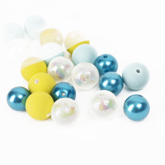 Cousin DIY - Bubblegum Beads - Shiny Blue, Yellow and White