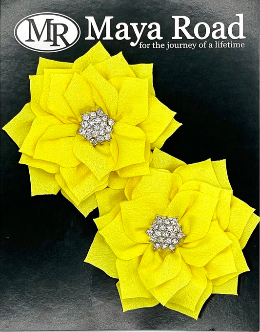 Maya Road - Shimmering Pointed Petal Flower - Lemon Yellow