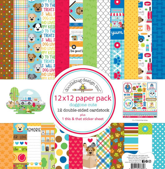 Doodlebug Designs - 12x12 Paper Pack - Doggone Cute